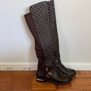 JustFab knee high brown quilted riding boots
